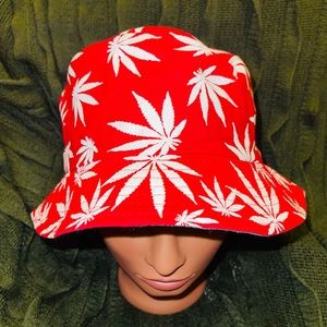 Red Happy Leaf Bucket Hat